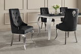 Chair MODERN BAROCK w/ lion´s head handle stainless steel legs silver velvet black