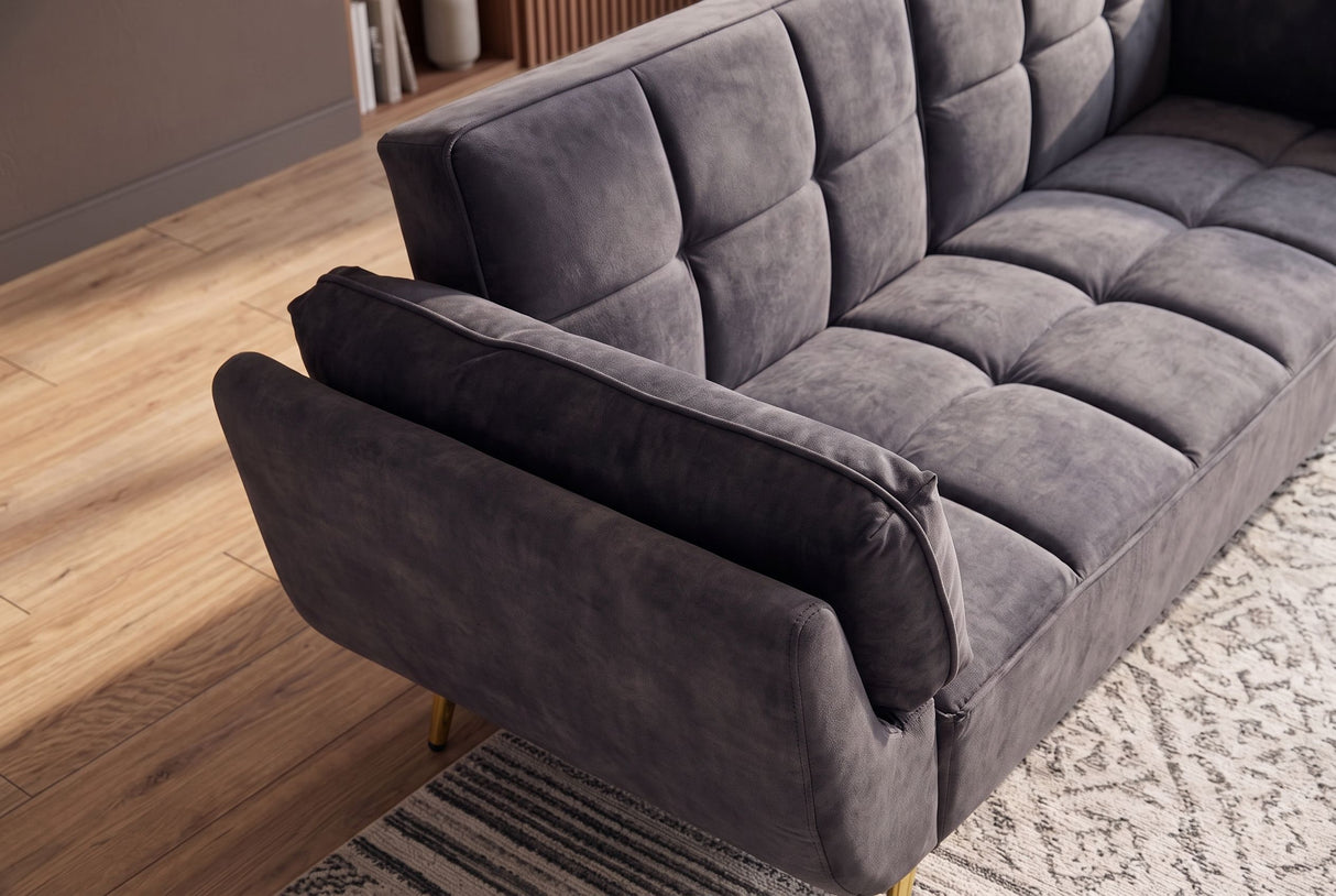 Schlafsofa BOUTIQUE 215cm 3-Sitzer Samt Dunkelgrau