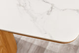 Dining table UNIQUE 200cm frame oak wood verneered ceramic white marble top