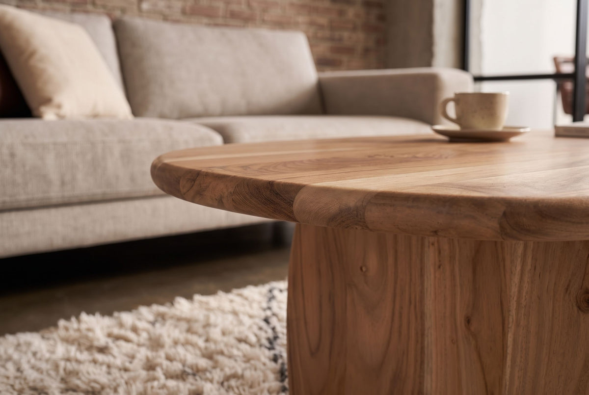 Couchtisch SCULPTURA 110cm skulpturale Form Akazienholz natur