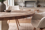 Esstisch HAMPTONS 120cm rund recyceltes Kiefernholz hellbraun cremefarben