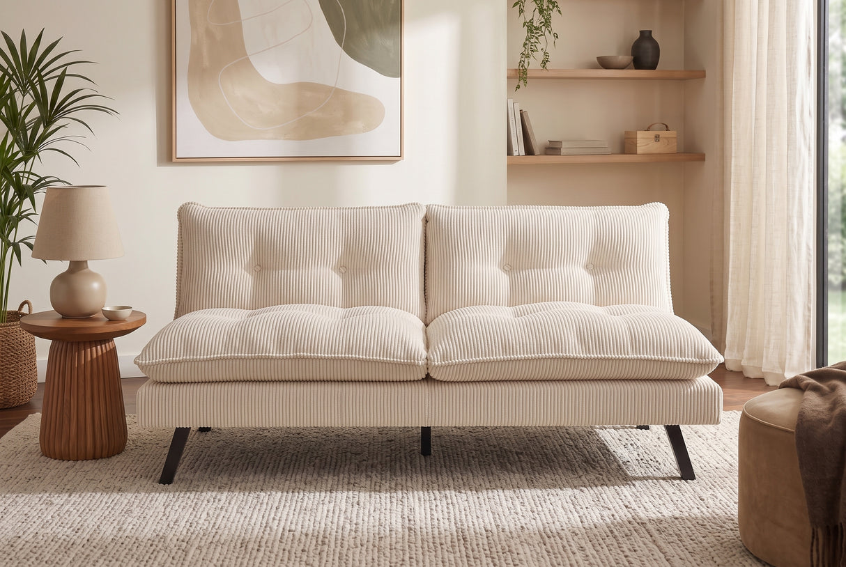 Sofa bed COCOONING 190cm 3-seater cord beige