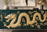 Sideboard DRAGON 180cm 3D dragon front mango wood turquoise w/ gold coloured details