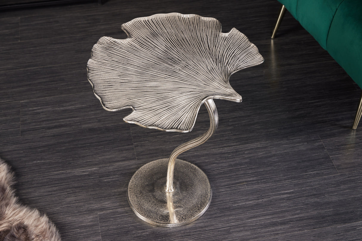 Side table GINKGO LEAF 53cm silver