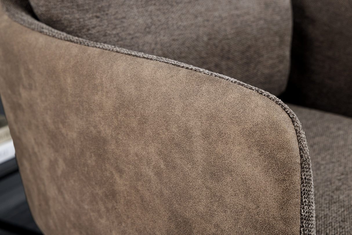 Swivel chair BIG GEORGE w/ armrests flat woven fabric microfibre taupe rotatable