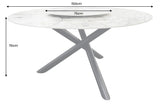 Dining table SPIN Ø 150cm rotatable with removable platter ceramic marble look white multicoloured
