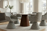 Swivel chair AMBIENTO 180° auto-return w/ armrests chenille grey