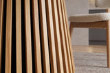 Dining table VALHALLA WOOD Ø 140cm round fluted pedestal base oak wood veneered natural