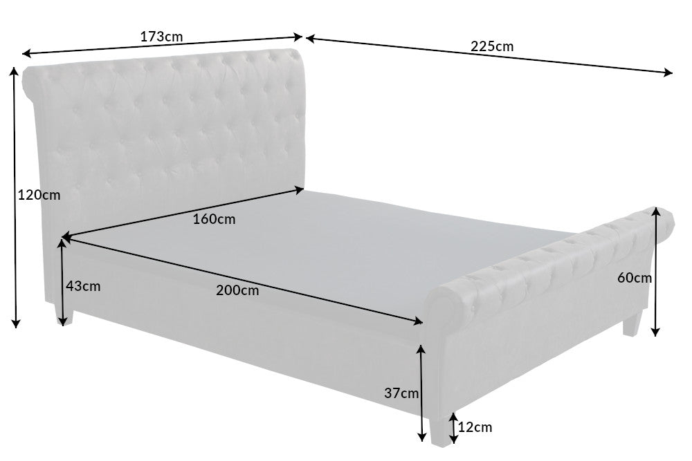 Bett KENSINGTON 160x200cm Mikrofaser dunkelgrau