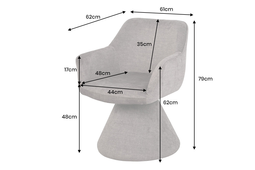 Swivel chair AMBIENTO 180° auto-return w/ armrests stone
