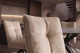 Swivel chair LUGANO 360° auto-return spring core velvet beige black