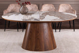 Dining table UNIQUE 160-200cm extendable walnut wood look ceramic top natural stone look