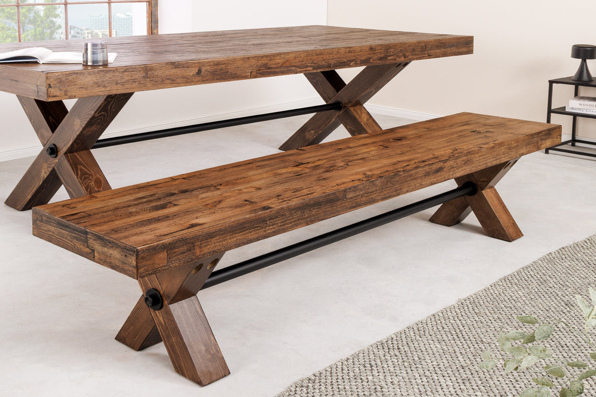 Bank GOLIATH 180cm Kiefernholz natur schwarz