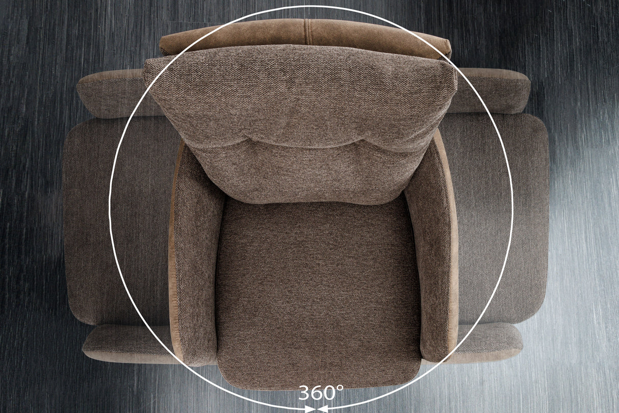 Swivel chair BIG GEORGE w/ armrests flat woven fabric microfibre taupe rotatable
