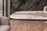Dining table INFINITY 180-220-260cm boat-shaped extendable pandora ceramic white brown
