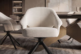 Drehstuhl BELLAGIO 180° Auto-Return-Funktion mit Armlehnen Rückenlehnenaussparungen Chenille beige Metallgestell schwarz