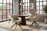 Drehsessel PAPILLON drehbar 180° m. Armlehnen Leder beige