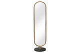 Standspiegel PORTRAIT 175cm oval gold mit schwarzem Marmorsockel