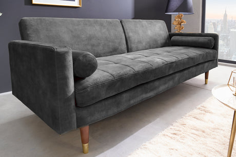 Sofa bed COUTURE 200cm micro velour grey