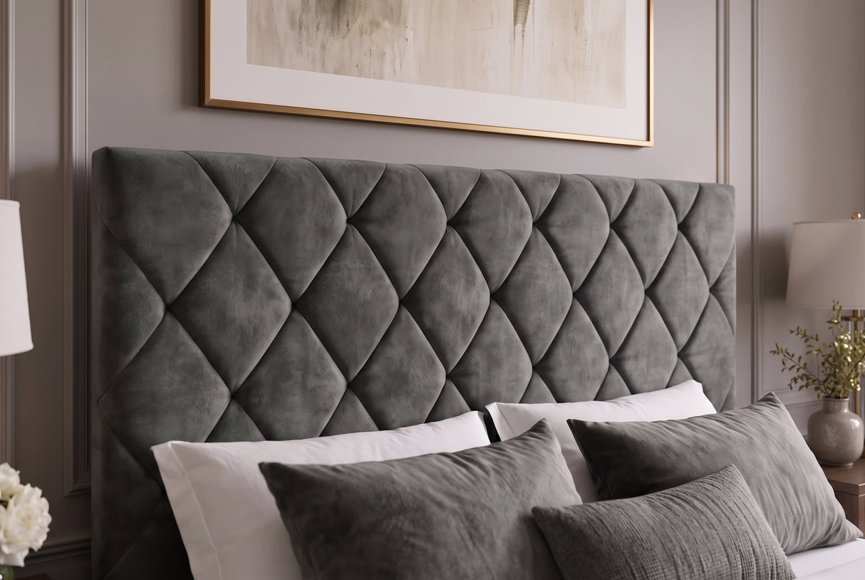 Bett ELYSIUM 180x200cm mit Stauraum Samt dunkelgrau