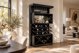 Bar cabinet SCORPION 160cm w/ mirror mango wood black