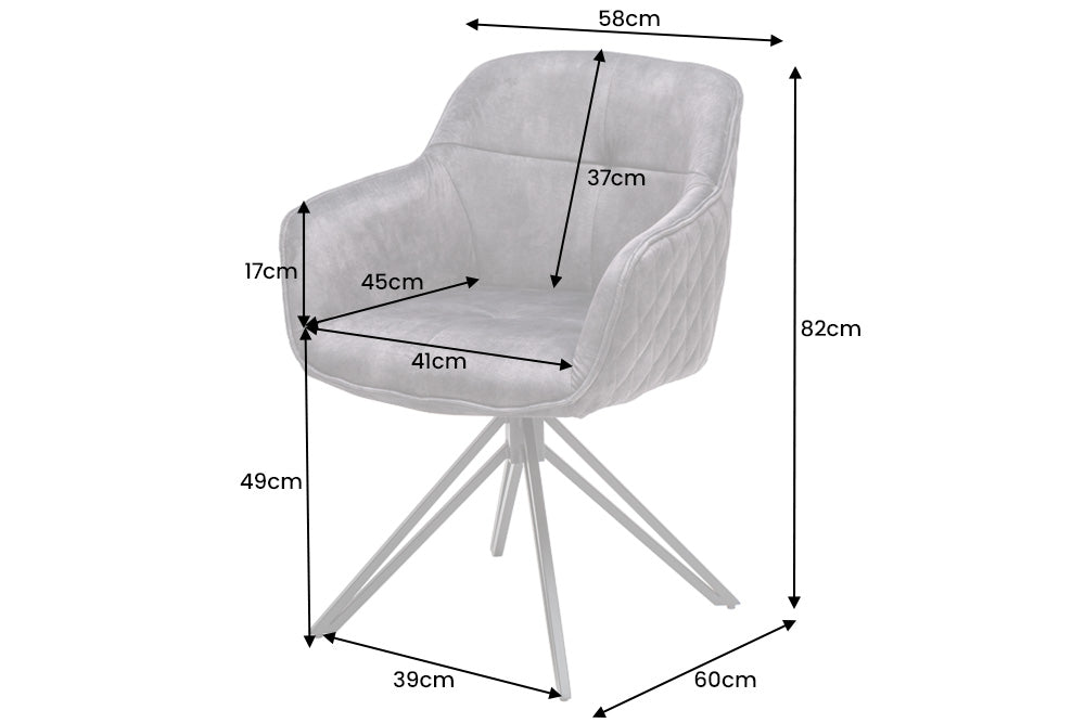 Drehstuhl EUPHORIA drehbar 180° mit Armlehnen Samt dunkelgrau