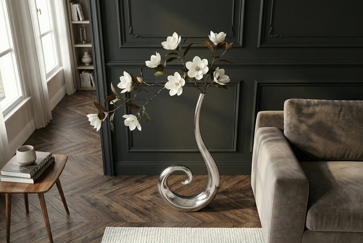 Vase WAVE XL 106cm silber aluminium
