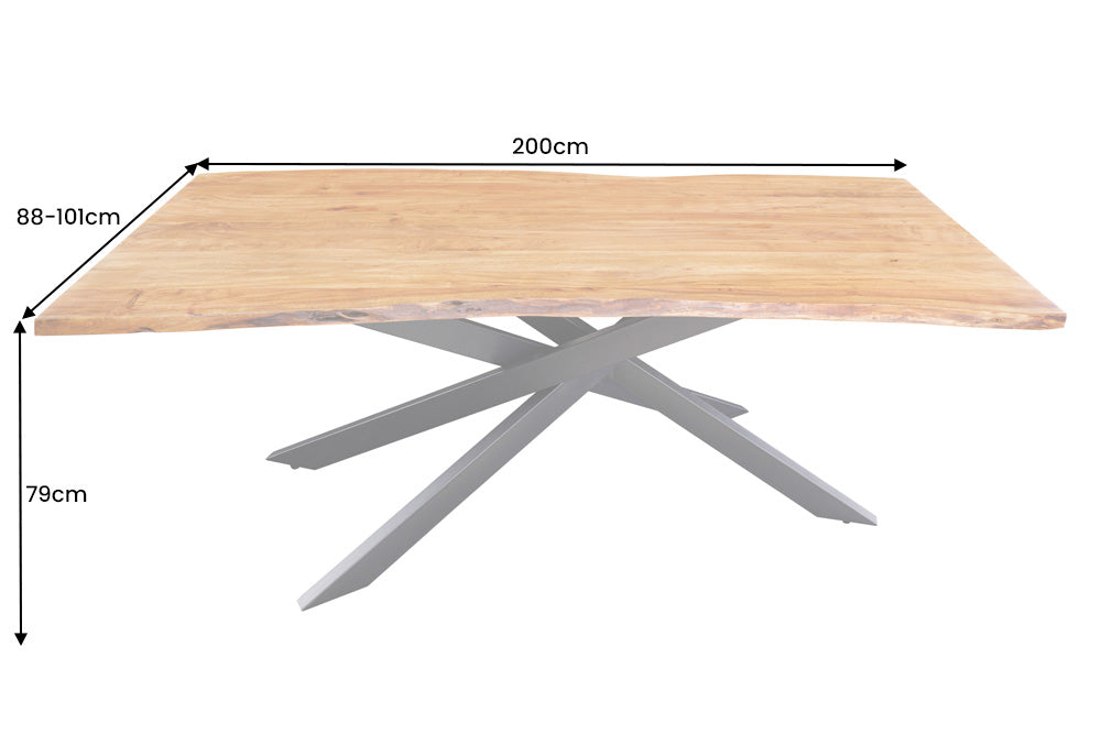 Dining table MAMMUT 200cm acacia wood 35mm natural brown