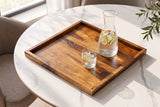 Tray MAKASSAR 50cm w/ raised edge sheesham wood brown stone finish