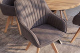 Swivel chair LIVORNO 180° auto-return w/ armrests microfibre vintage grey beech wood frame