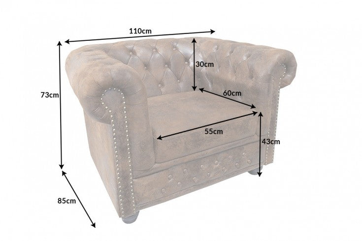 Sessel CHESTERFIELD Antik-Look braun