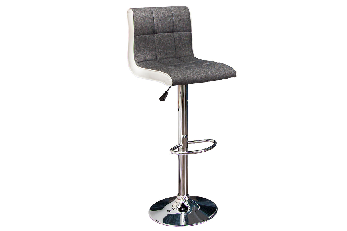 Bar stool MODENA 90-115cm textured fabric and synthetic leather grey white