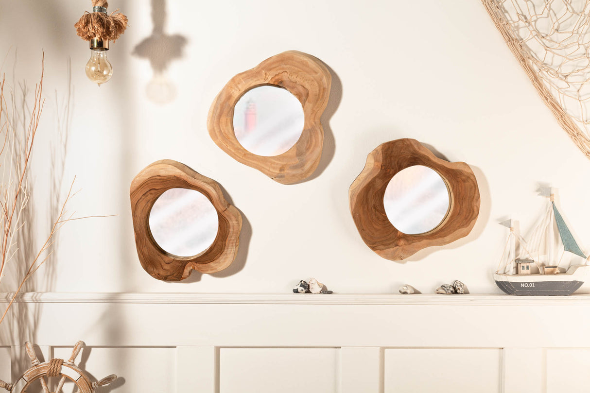 Mirror REFLECT 31cm teak wood