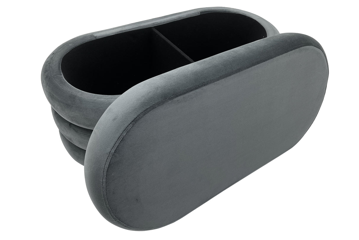 Polsterbank VOGUE 85cm oval m. Stauraum Samt grau