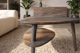 Coffee table ORGANIC LIVING 55cm w/ storage space sheesham wood grey smoke finish