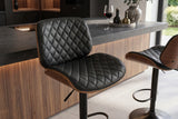 Barhocker CHICAGO 360° 89-111cm Pappel furniert Kunstleder schwarz braun