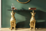 Console PANTHER 105cm gold metal w/ marble top