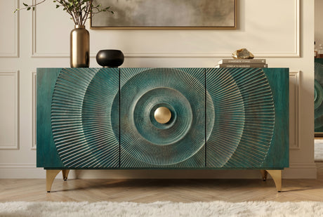 Sideboard GOLDEN SUNSET 140cm 3D mango wood turquoise
