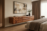 TV-Board VULCANO 160cm 3D hängend m. Kabeldurchlass Mangoholz natur