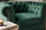 Armchair CHESTERFIELD antique look velvet emerald green