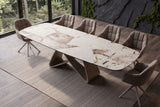 Dining table INFINITY 180-220-260cm boat-shaped extendable italian patagonia ceramic white brown