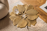 Coffee table GINKGO LEAVES 55cm gold with black legs