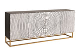 Sideboard ZEN CIRCLE 180cm 3D Mangoholz schwarz weiß