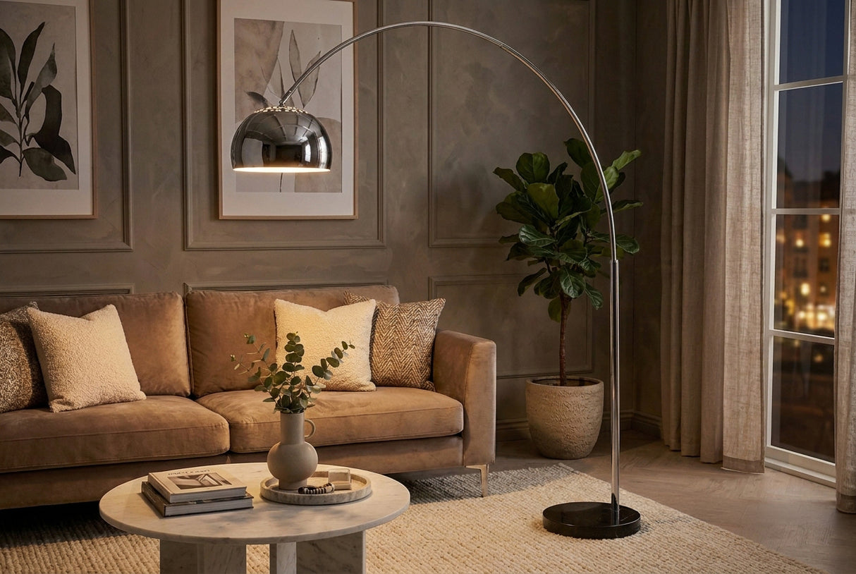 Floor lamp BIG BOW 170-210cm chrome w/ marble base