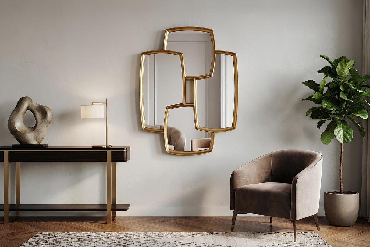 Wall mirror QUADRA 90cm gold