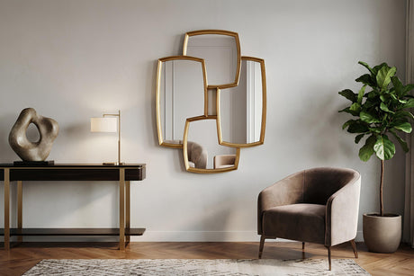 Wall mirror QUADRA 90cm gold