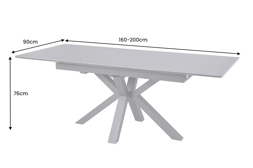 Dining table ETERNITY 160-200cm graphite grey ceramic with tempered glass