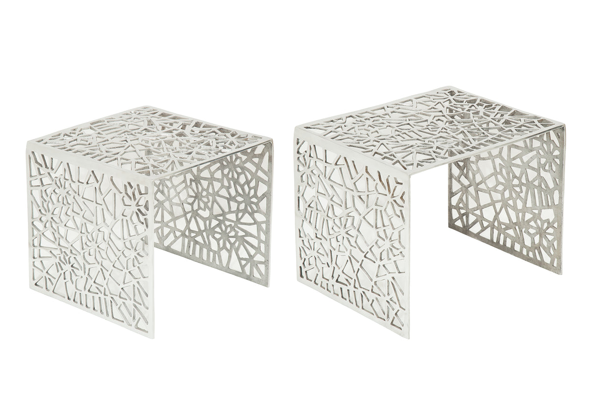 Coffee table ABSTRACT set of 2 silver