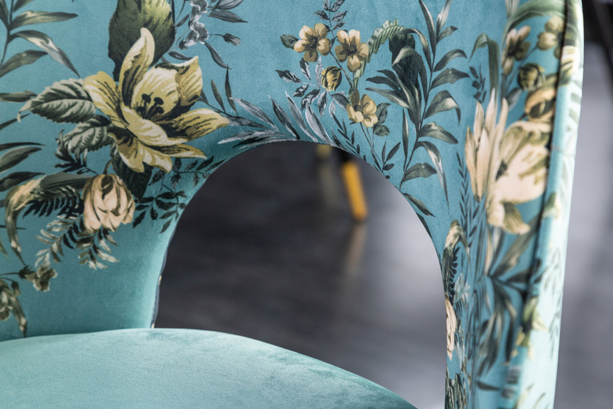 Chair PRÊT-À-PORTER BOUTIQUE velvet turquoise w/ golden foot caps