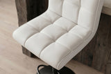 Bar stool MODENA 92-116cm 360° rotatable synthetic leather white w/ black metal frame